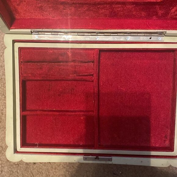 Rare 1940s Antique Lacquerware Pink Floral Mint Green Tokiwa Musical Jewelry Box - Picture 6 of 10